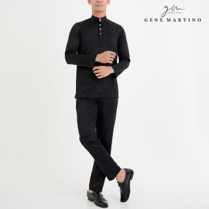 Baju Melayu Premium Dull Satin Slim Fit Black