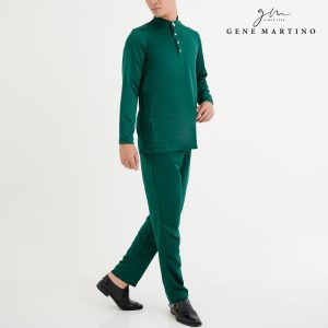 Baju Melayu Premium Dull Satin Slim Fit Mallard Green