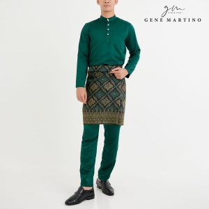 Baju Melayu Premium Dull Satin Slim Fit Mallard Green