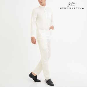 Baju Melayu Premium Dull Satin Slim Fit Off White