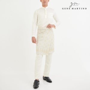 Baju Melayu Premium Dull Satin Slim Fit Off White