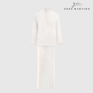 Baju Melayu Premium Dull Satin Slim Fit White